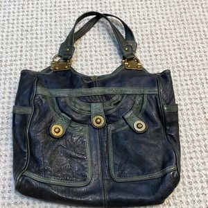 Vintage RAFE Leather Handbag in Dark Grey/Grey Trim